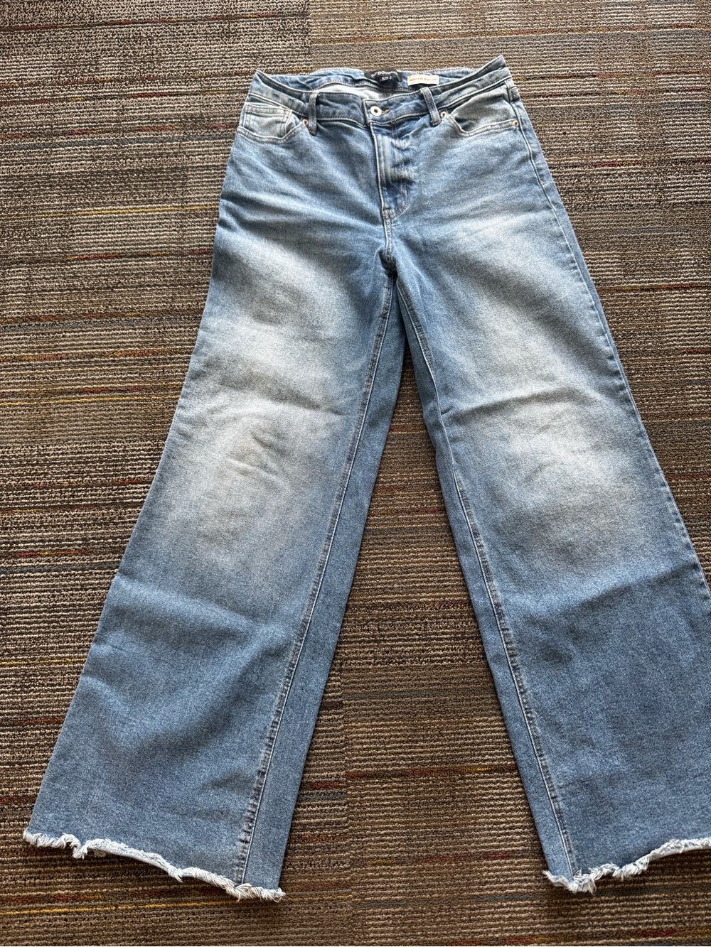 BCBGeneration Light Blue Wide Leg Distressed Hem Jeans